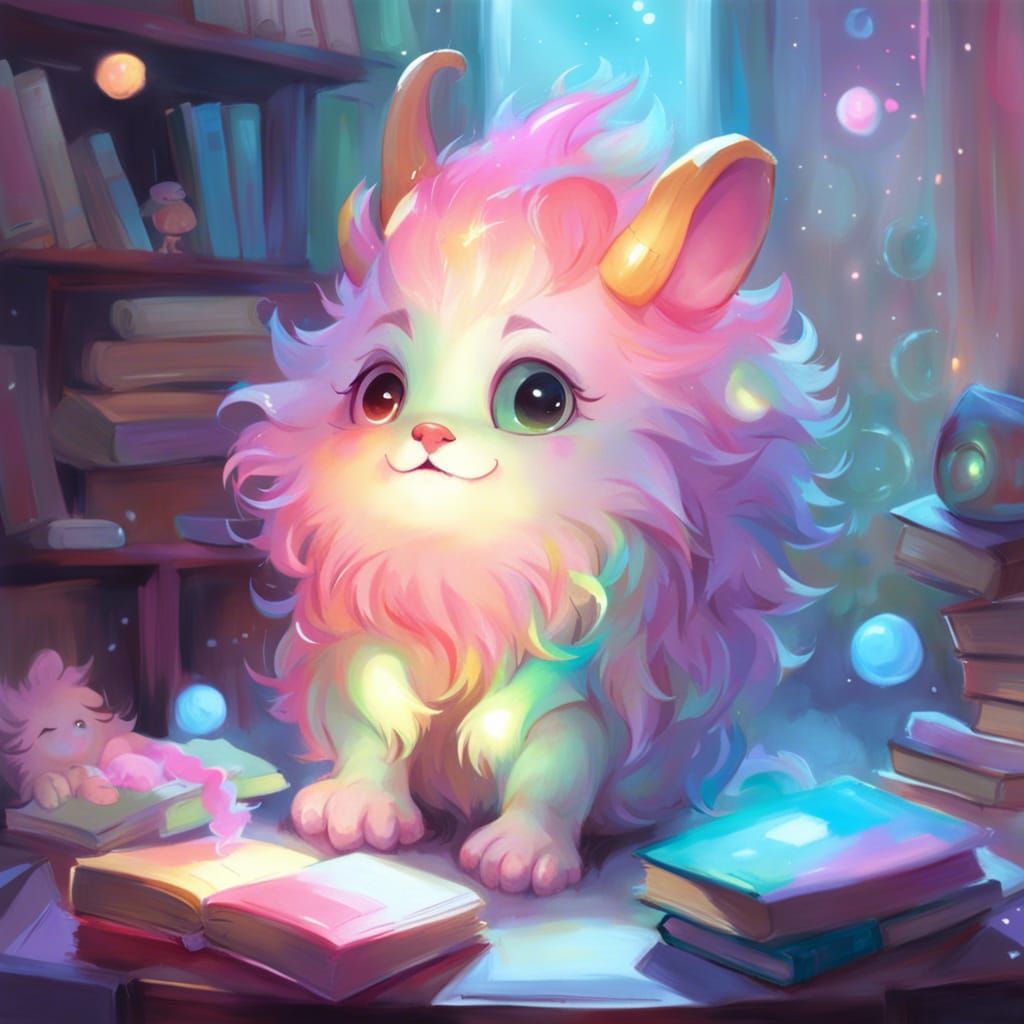 Pastel Rainbow One-Eyed Monsters in Digital Art Style