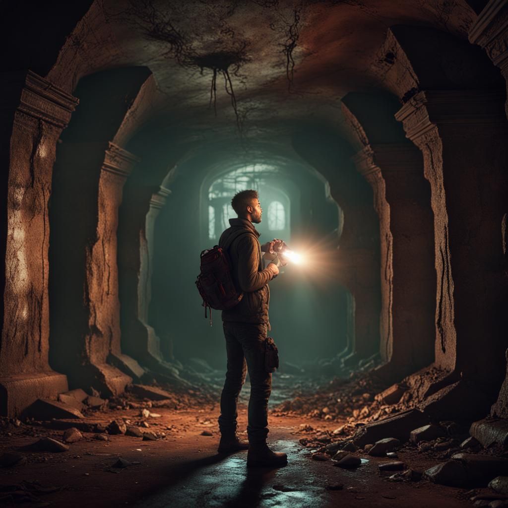 Scary Monsters in Abandoned Underground, Detailed Matte Pain...