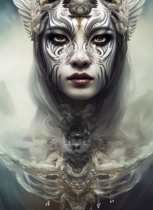 White Tiger Goddess in Hyperdetailed Digital Art
