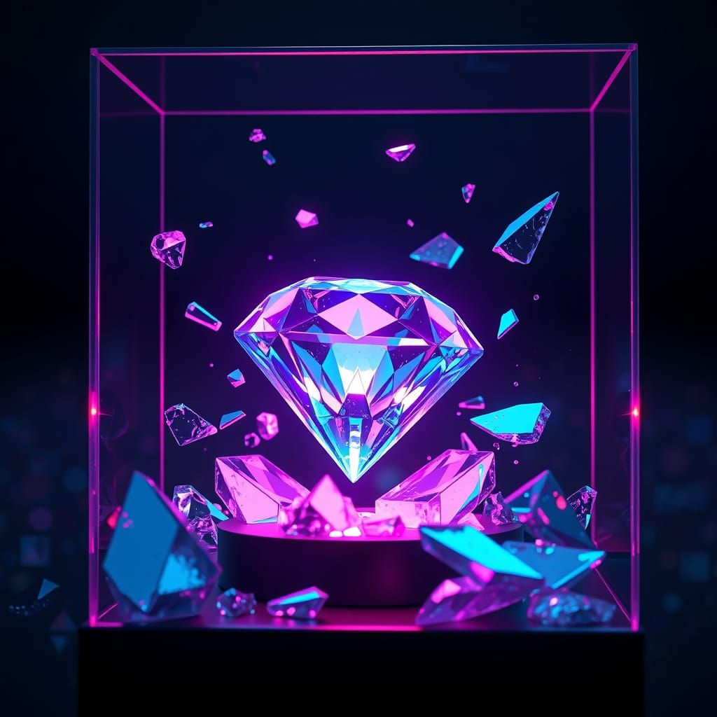 Surreal Cyberpunk Diamond in a Neon Case