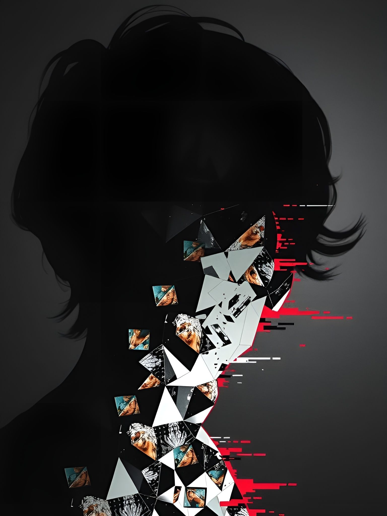 Deteriorating Portrait in Glitch Art Style