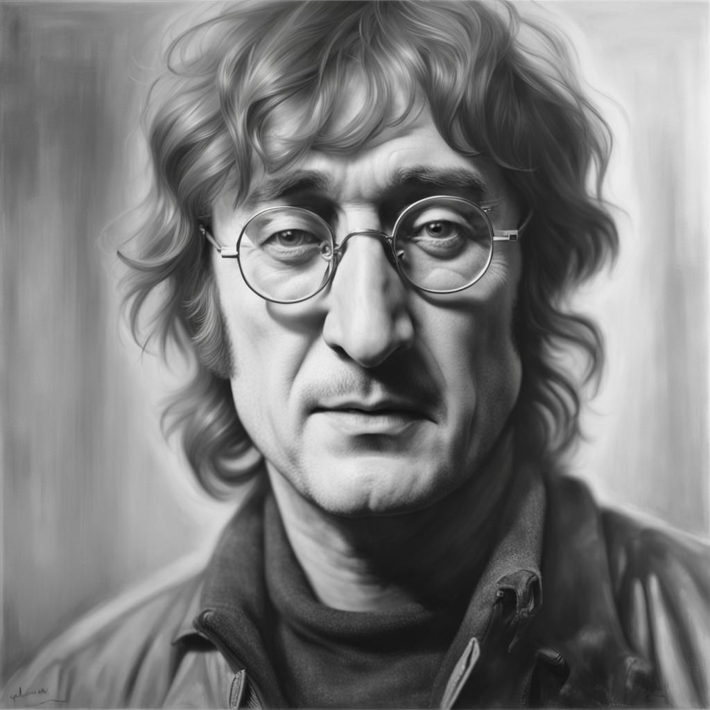 Hyperrealistic Pencil Drawing of John Lennon