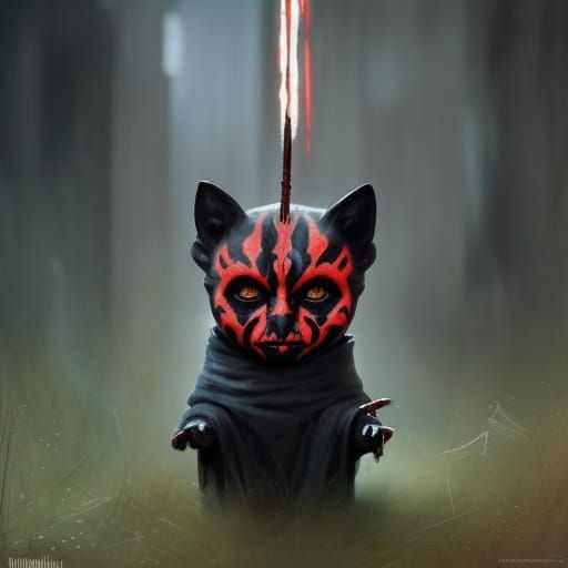 Darth Maul Kitten: Hyperdetailed Digital Fantasy Art