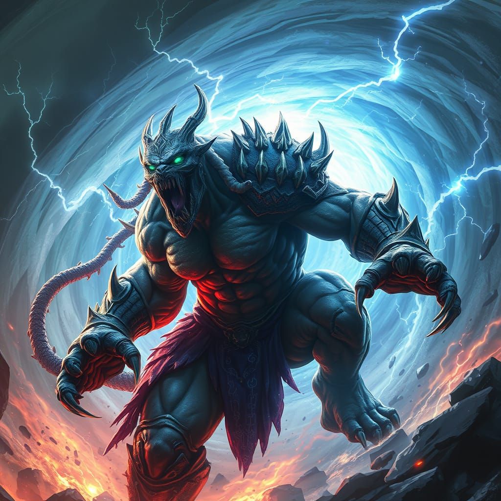 Muscle-bound Warrior Emerges from Dreamlike Realm in Cyberpu...