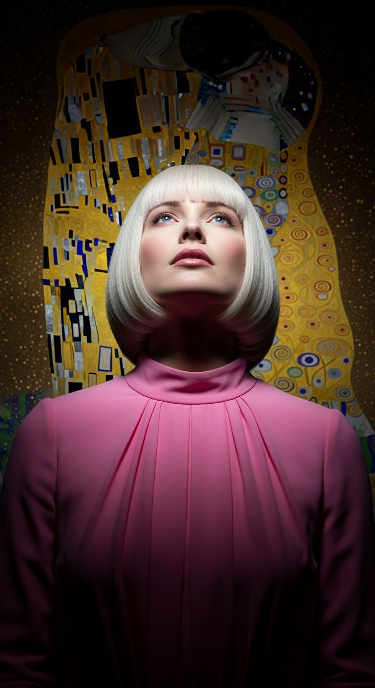 Platinum Blonde Woman in Baroque Hyperrealism Style