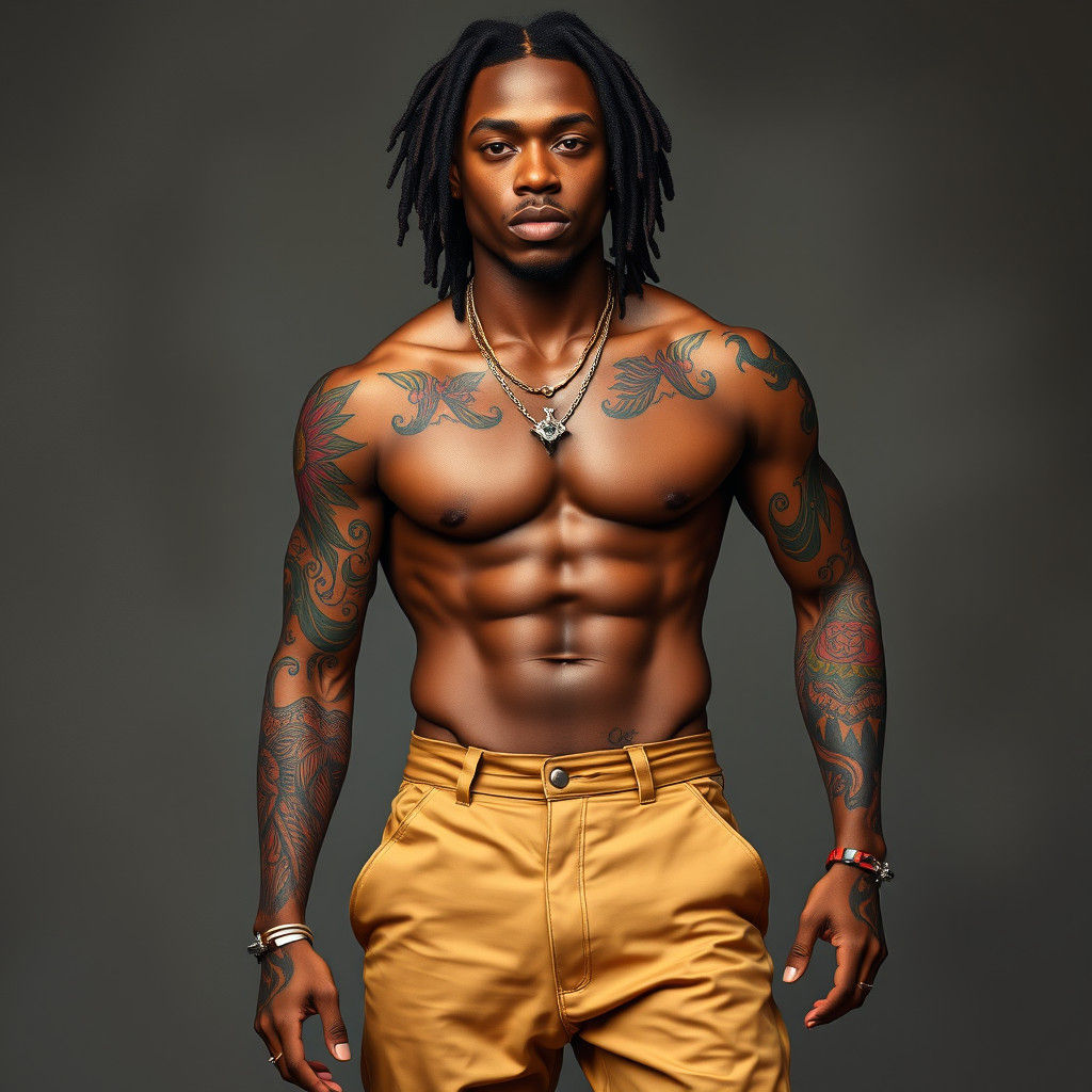 Tattooed Man with Travis Scott Jordans