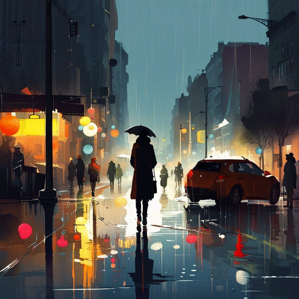 Stormy Coastal Walk in Splash Art Style