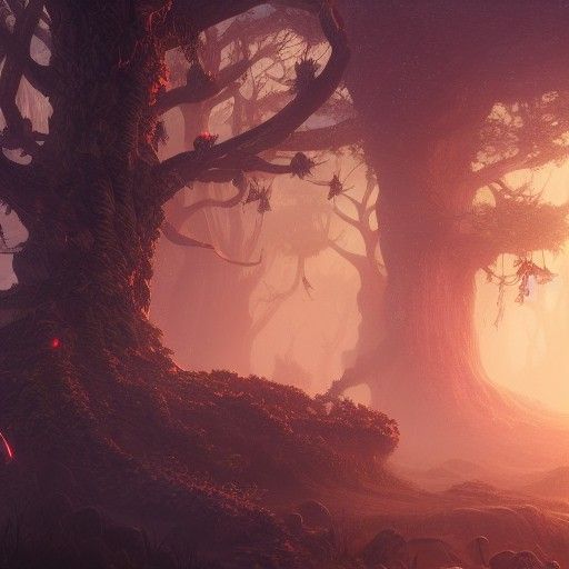 Fantastical Whispering Trees Matte Painting in 8K