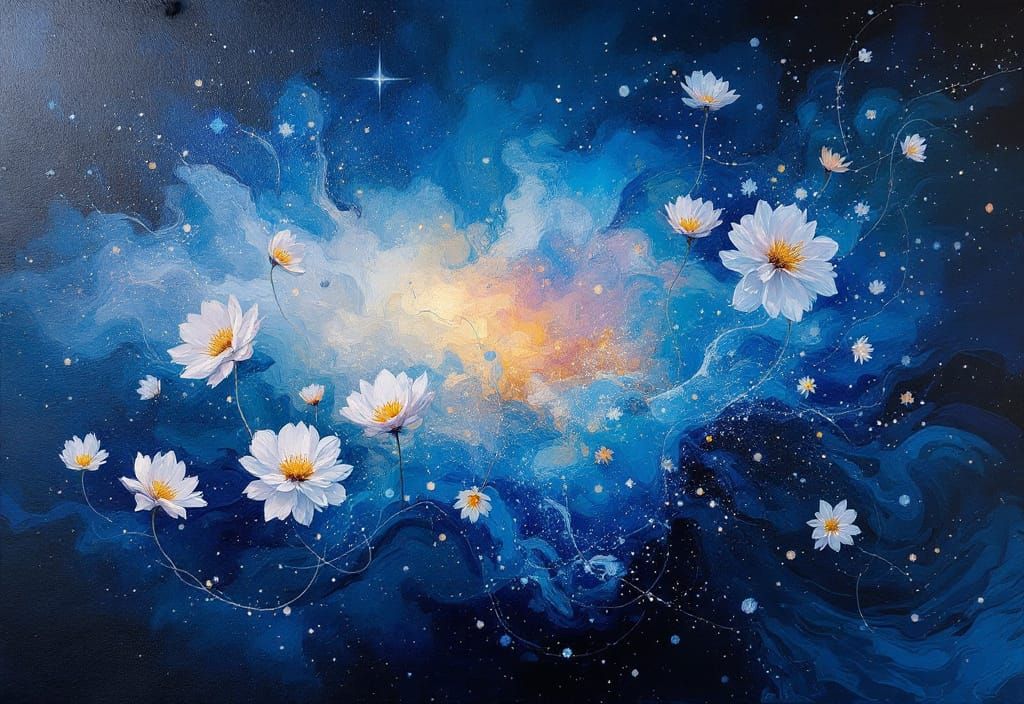 Bright Flowers Word Art on Parchment