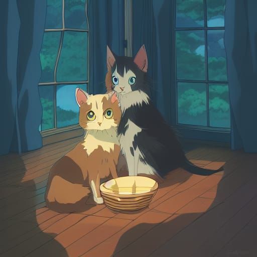 Cat Treats Herself: Studio Ghibli Anime Key Visual