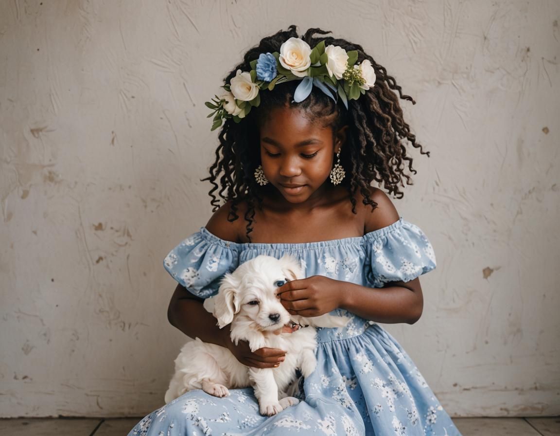 Girl with Puppy Portrait