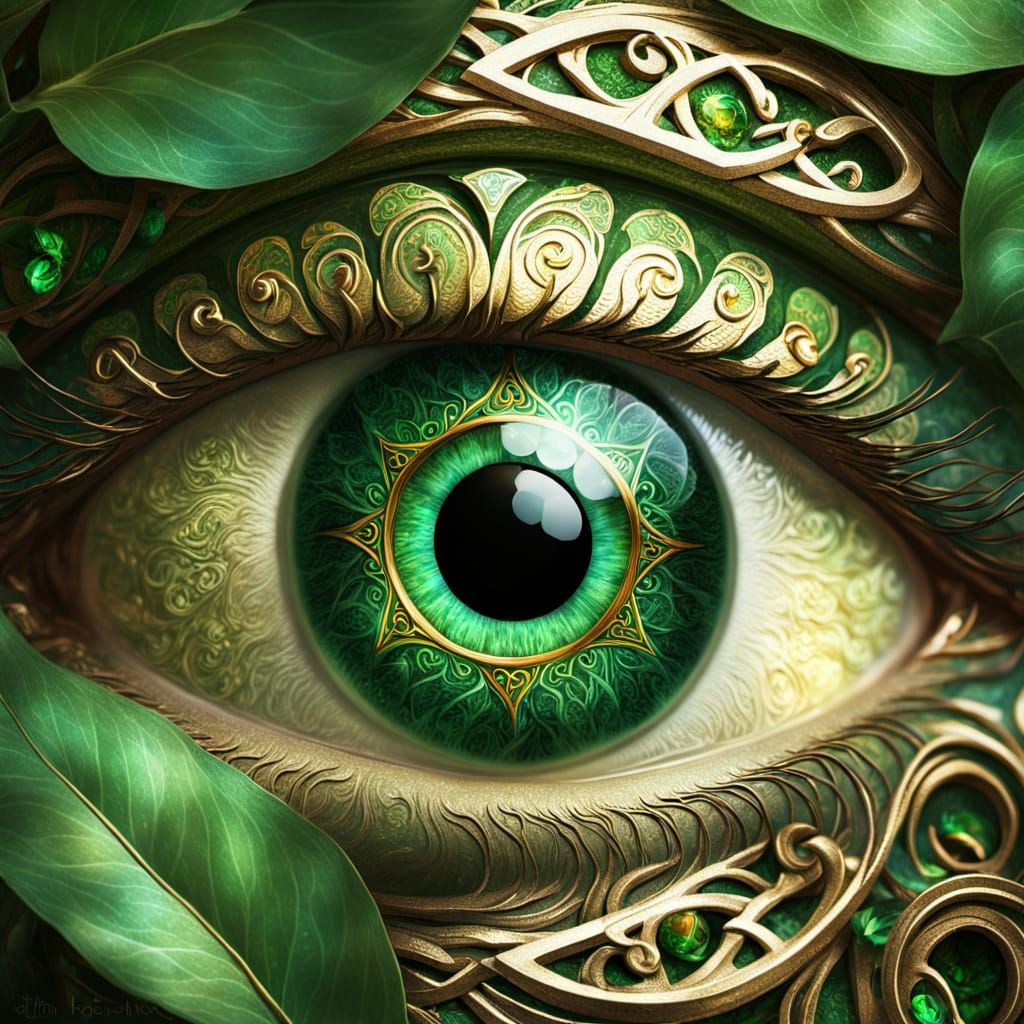 Colossal Earth Eye: A Spiritual Fantasy in Art Nouveau