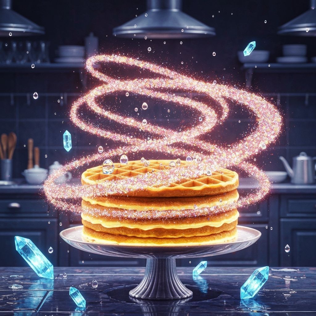 Bioluminescent Alien Cake in Magical Kitchen