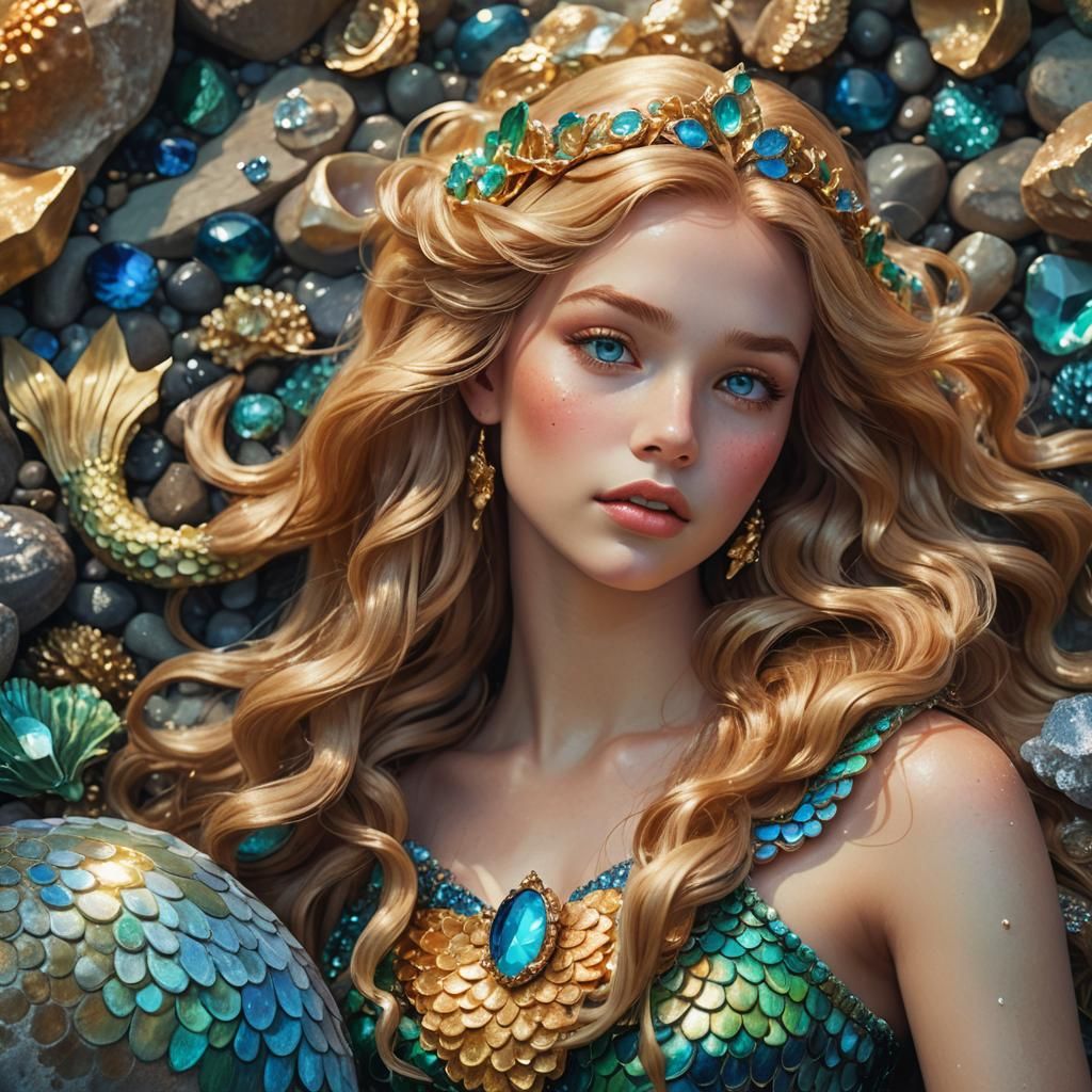 Mermaid Singing Portrait in Fantasy Art Style