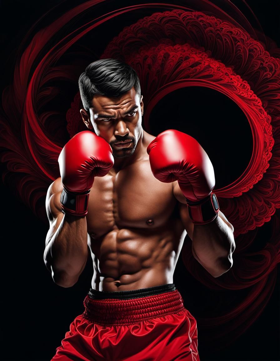 Handsome Boxer Poster in Abstract Vector Art Style