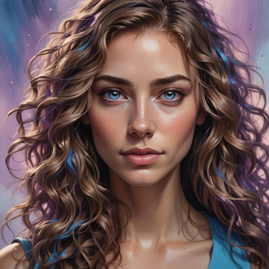 Detailed Digital Portrait of a Curly-Haired Musician