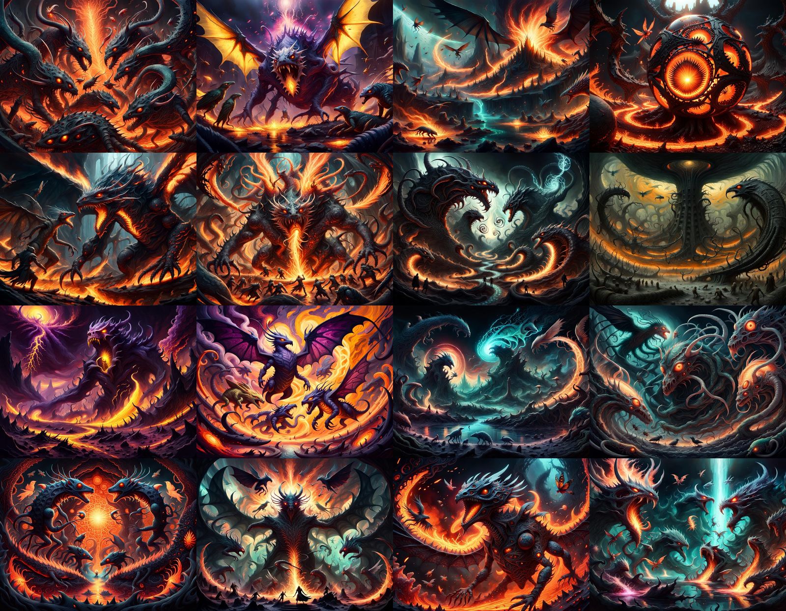 Dark Fantasy Battle in Hellish Skies