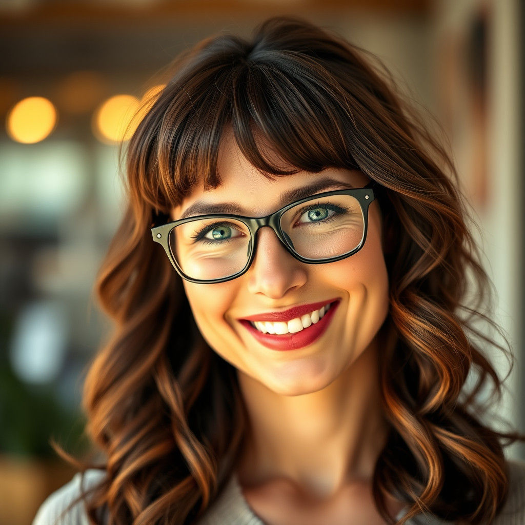 Radiant Woman with Glasses and Warm Smile