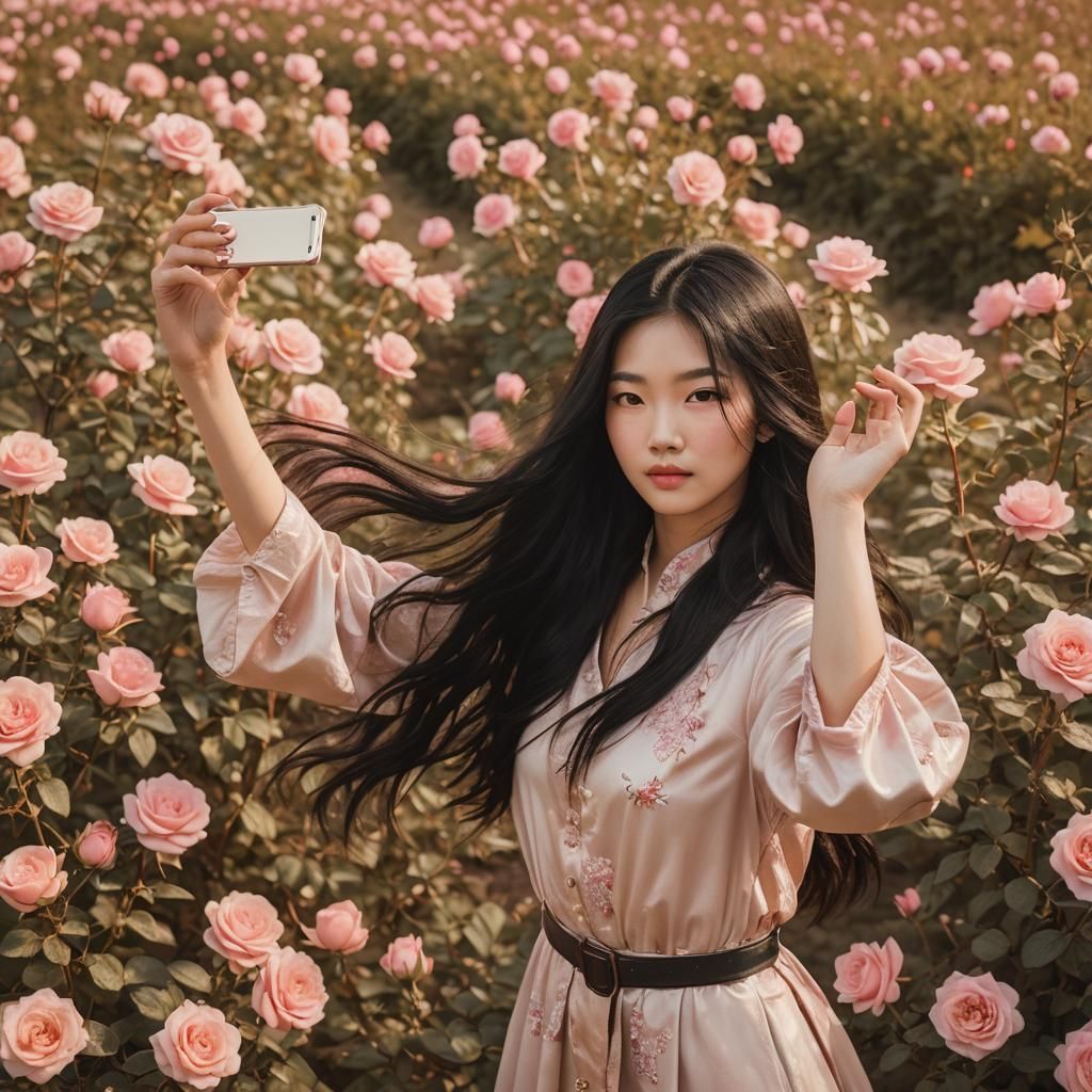 Chinese Model Selfie in Soft Focus