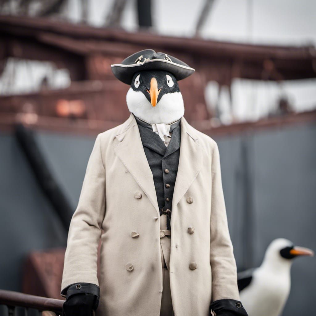 Penguin Pirate Captain on Deck: Professional Photography
