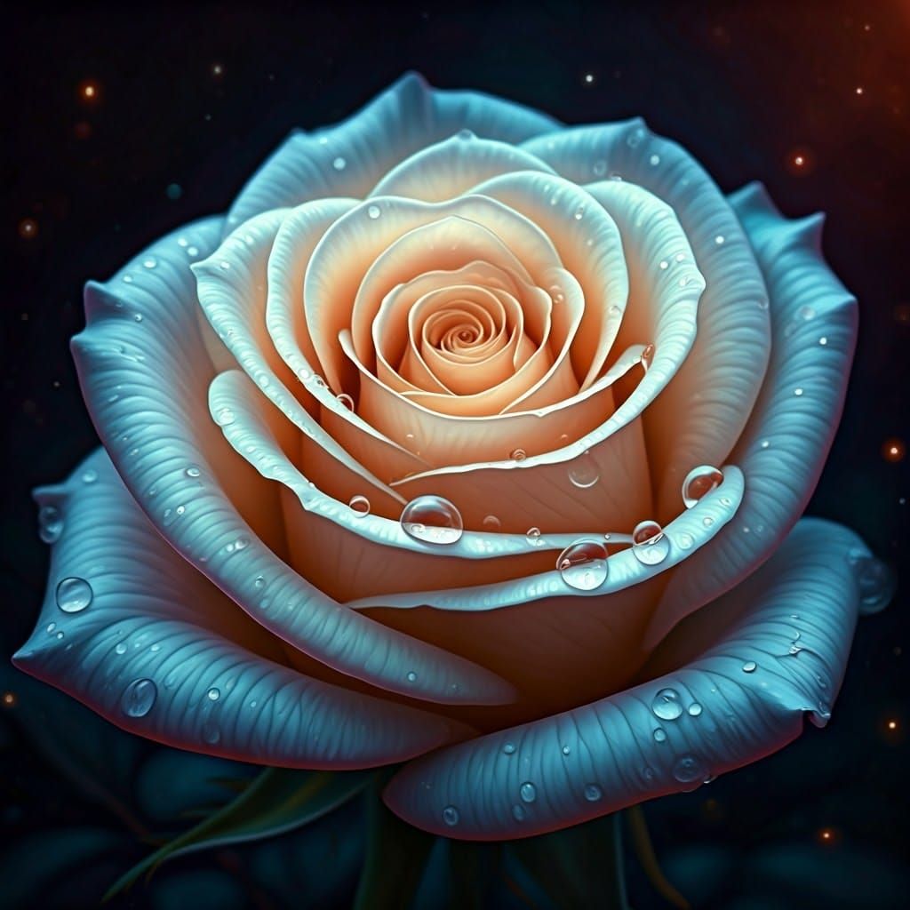 Ethereal White Rose in Cosmic Aura