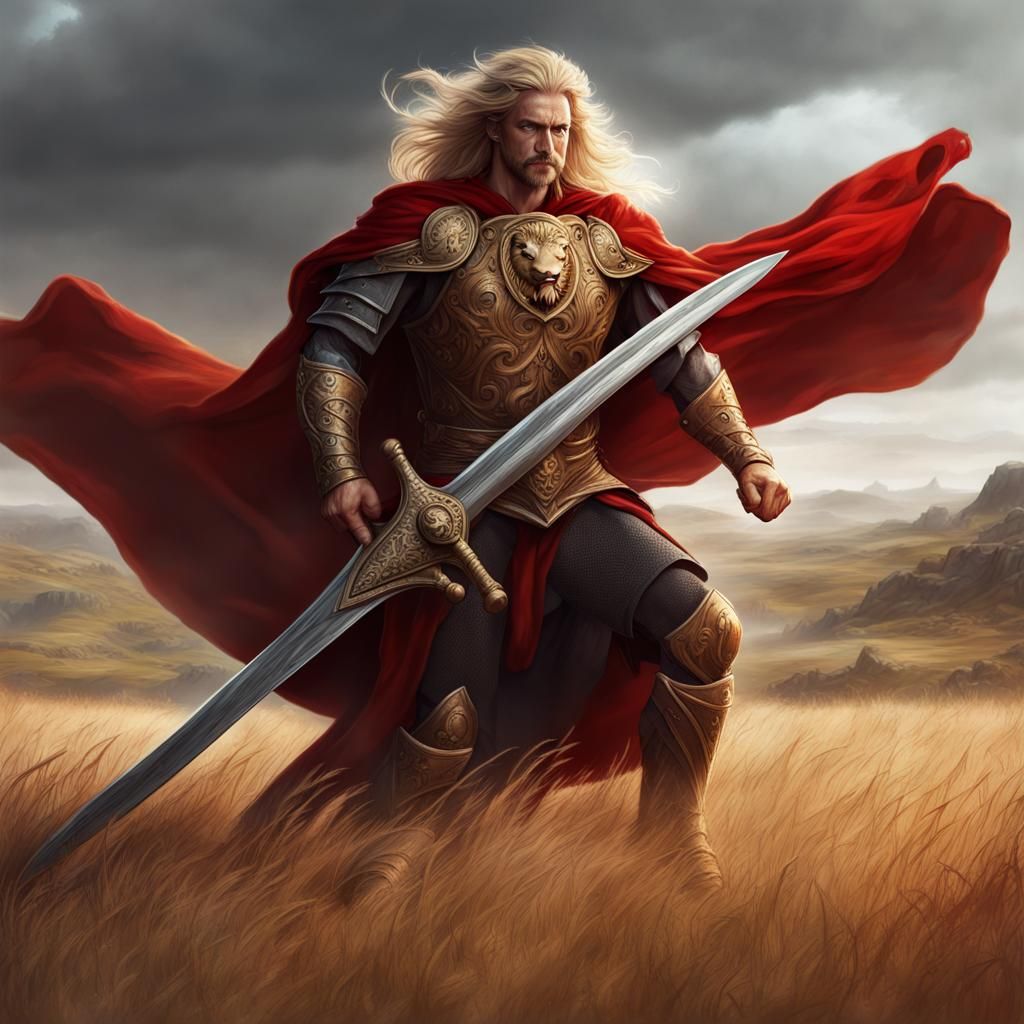 Paladin with Sword and Shield on Battlefield