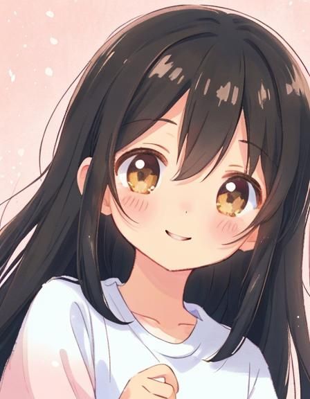 Cute Anime Girl Portrait in Pastel Watercolor Style