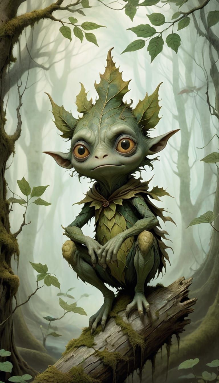 Autumn Leaf Guardian with Deep Sorrow