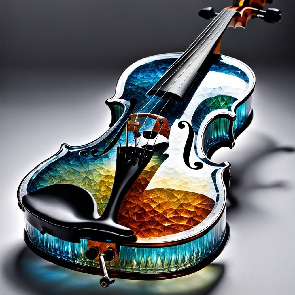 Crystal Violin: Hyperdetailed Colored Crystal Art