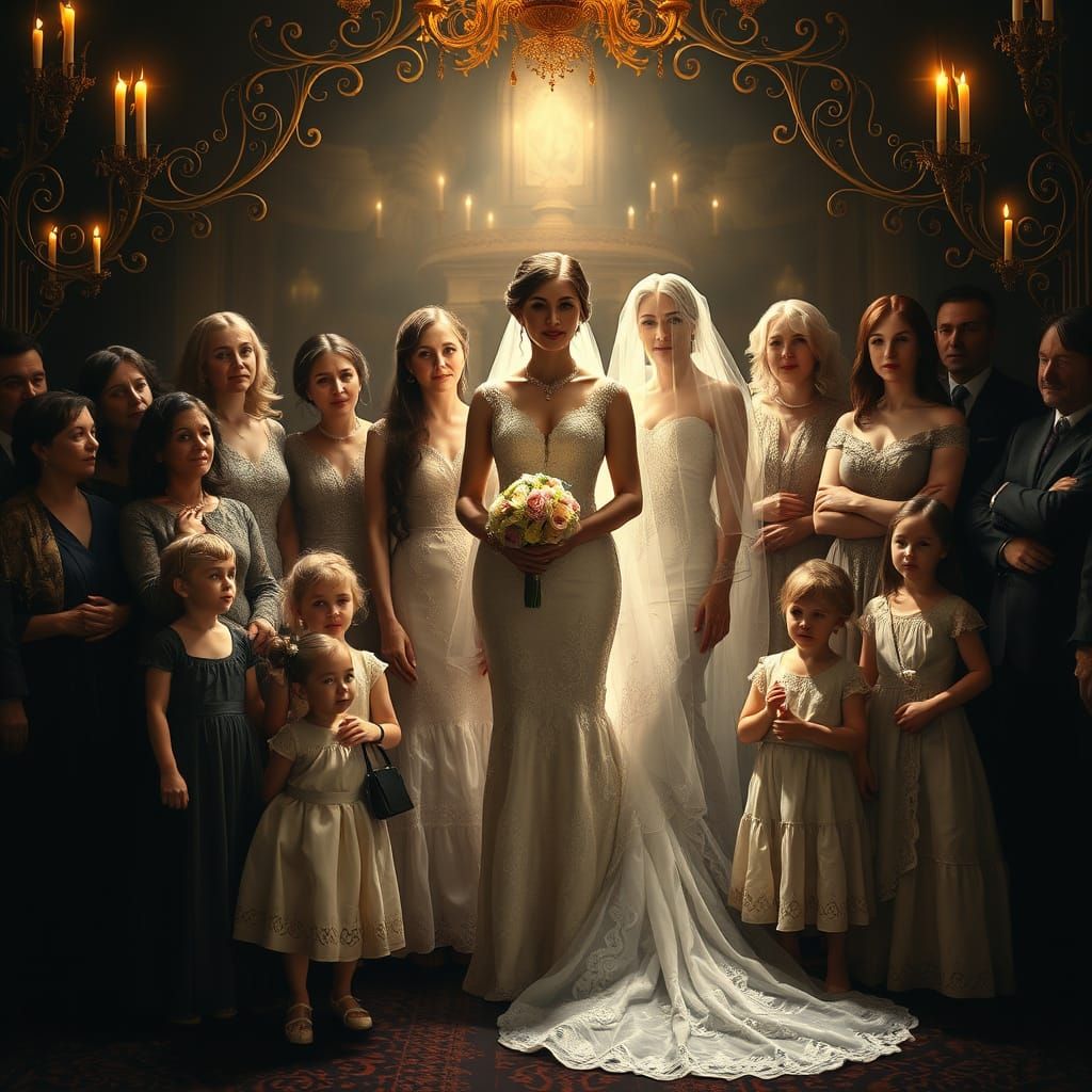Ethereal Family Gathering in Soft, Glowing Light