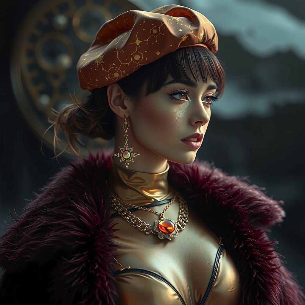 Celestial Woman in Futuristic Cosmic Style