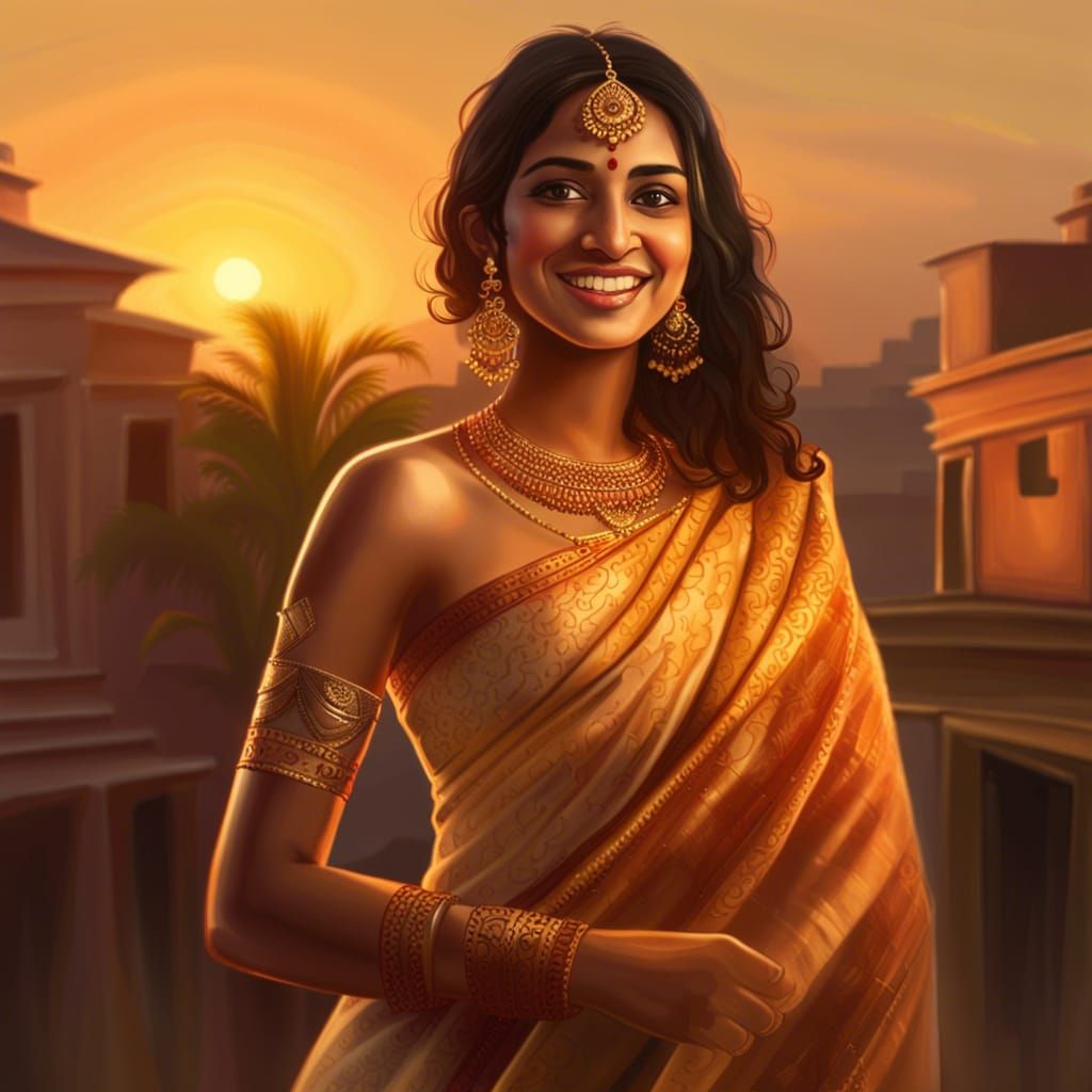 Beautiful Indian Woman in Traditional Sari