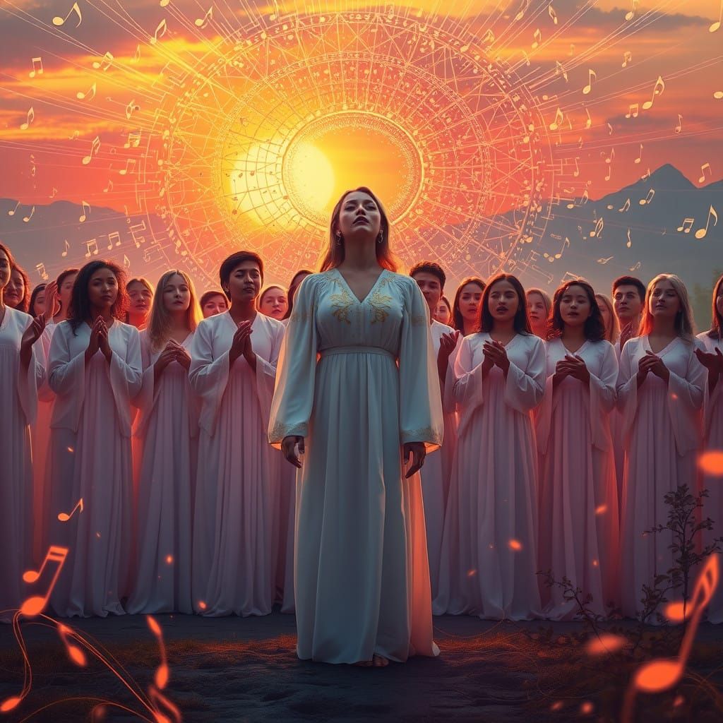 Serenity in Resilience: Choir Amidst Celestial Harmony