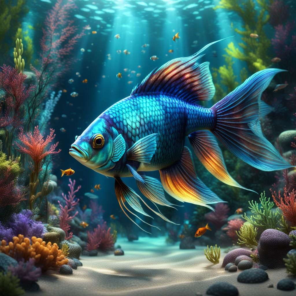 Glass Fish in Magical Underwater World