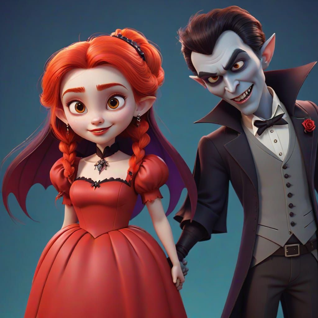 Vampire Couple in Pixar-Inspired 3D Art
