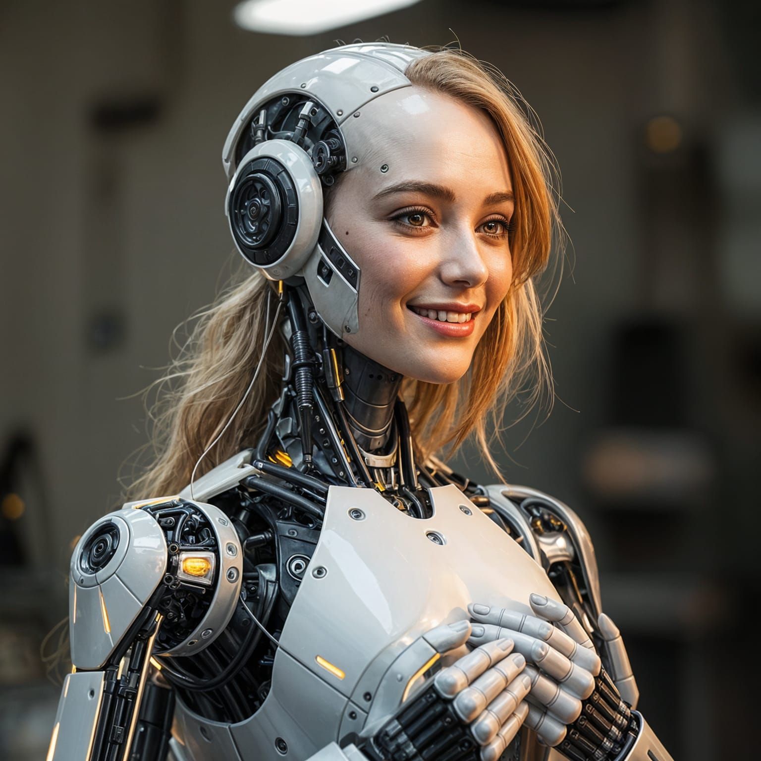 Robotic Woman Being Repaired With Electric Sparks