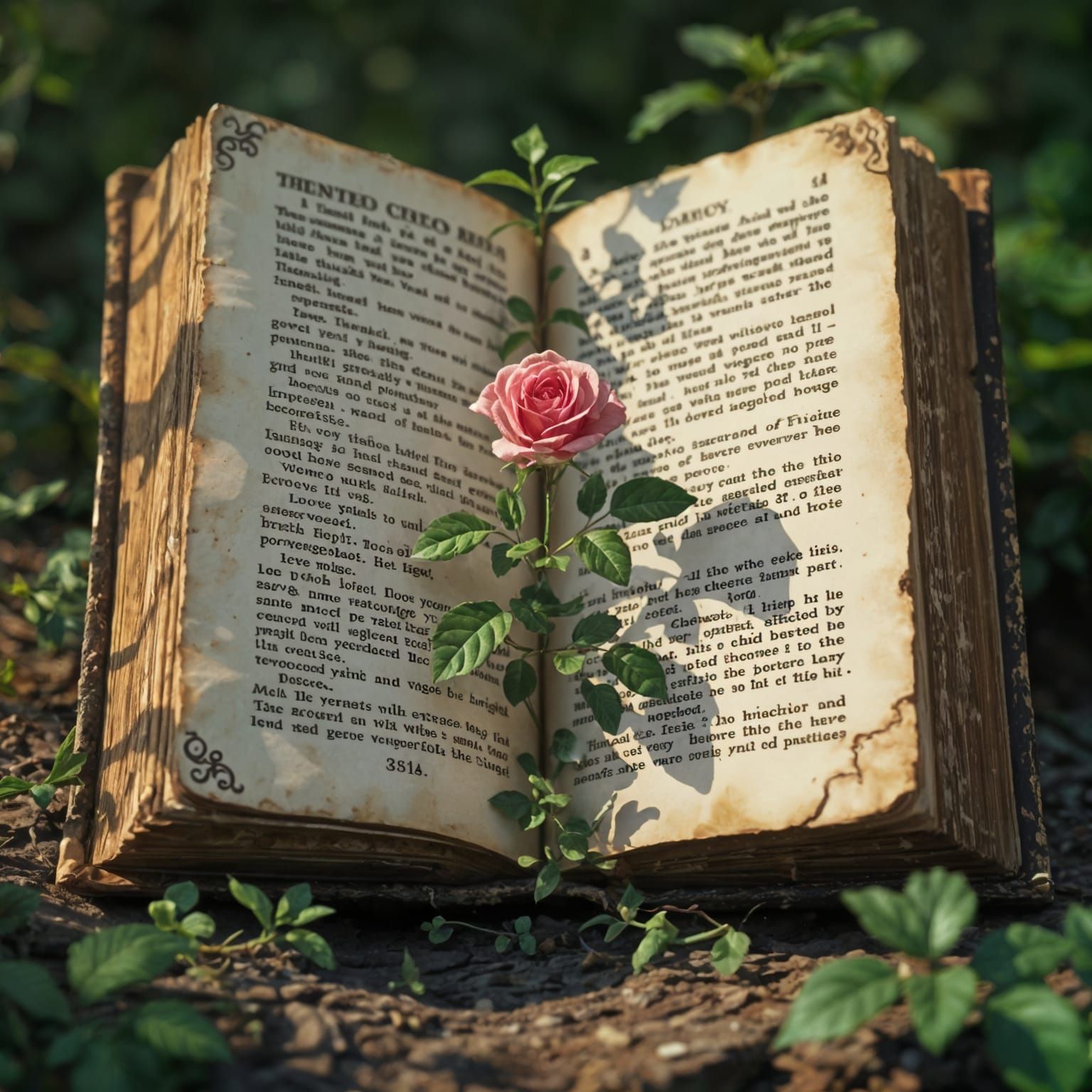 Rose Bush Hidden in Pages of The Secret Garden
