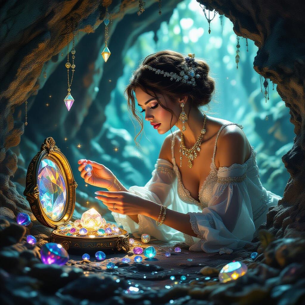 Opulent Treasure Trove with Bioluminescent Fungi