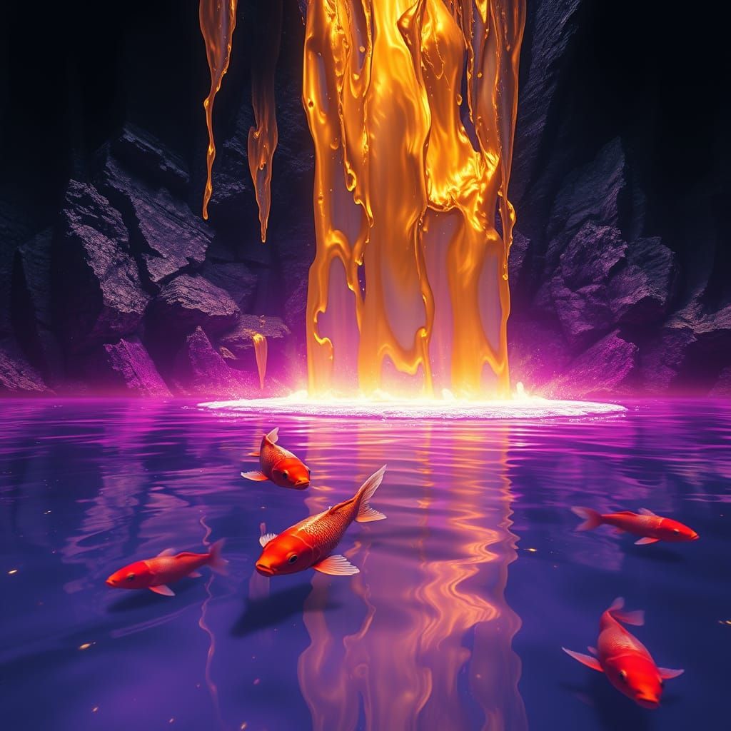 Golden Koi Swim in Cosmic Lagoon