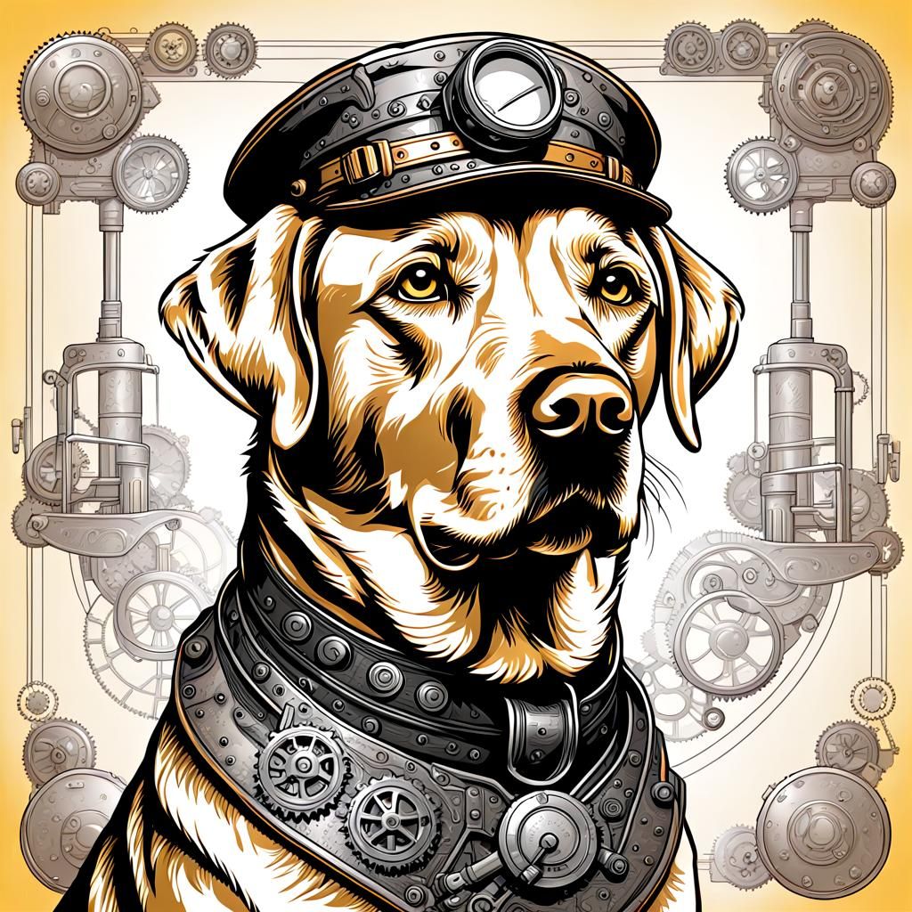 Steampunk Labrador Retriever Vector Illustration