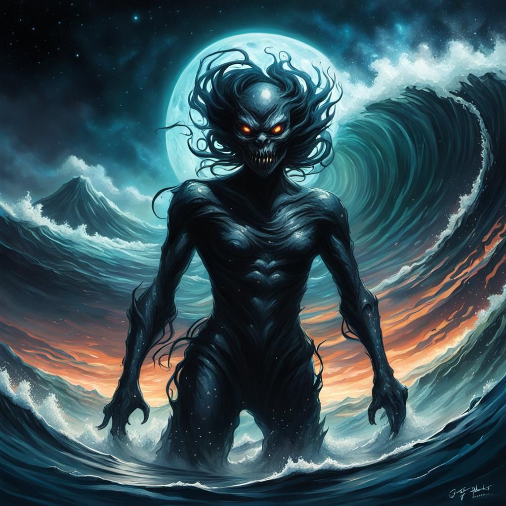 Shadow Demon in Cosmic Tsunami, Sinister Art