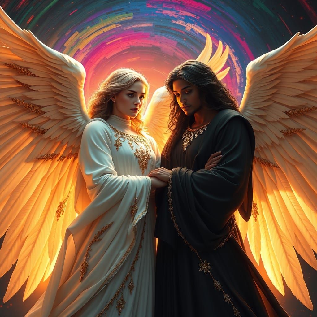 Angels in Contrast: A Hyperrealistic Portrait