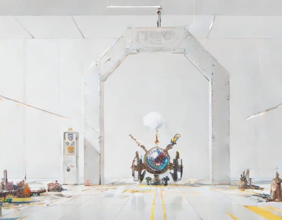 Steampunk Laboratory with Whimsical Machinery and Vibrant Co...