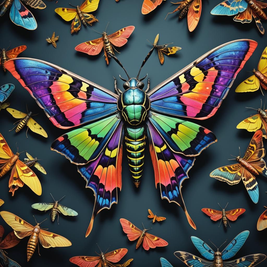 Detailed Death's-Head Moth in Steampunk Style