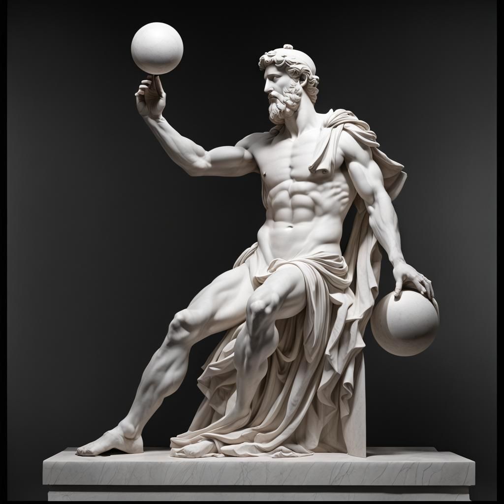 Greek Marble Statue of Mars on Black