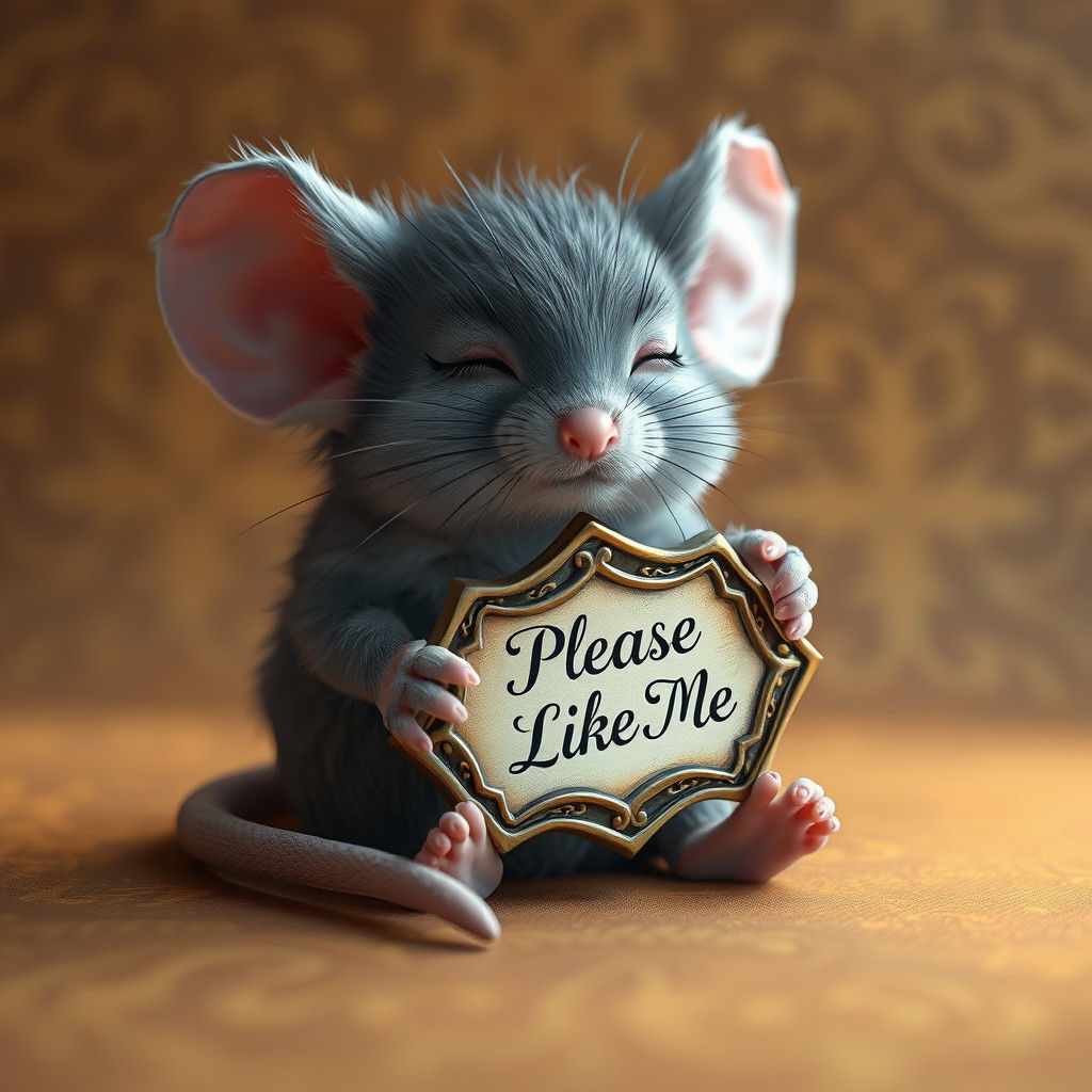 Mouse Asleep Holding Sign: Fantasy Concept Art