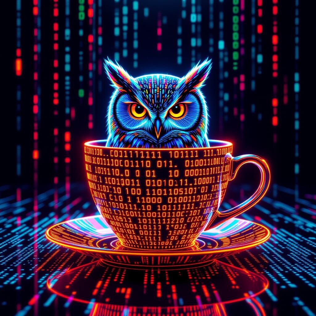 Digital teacup owl