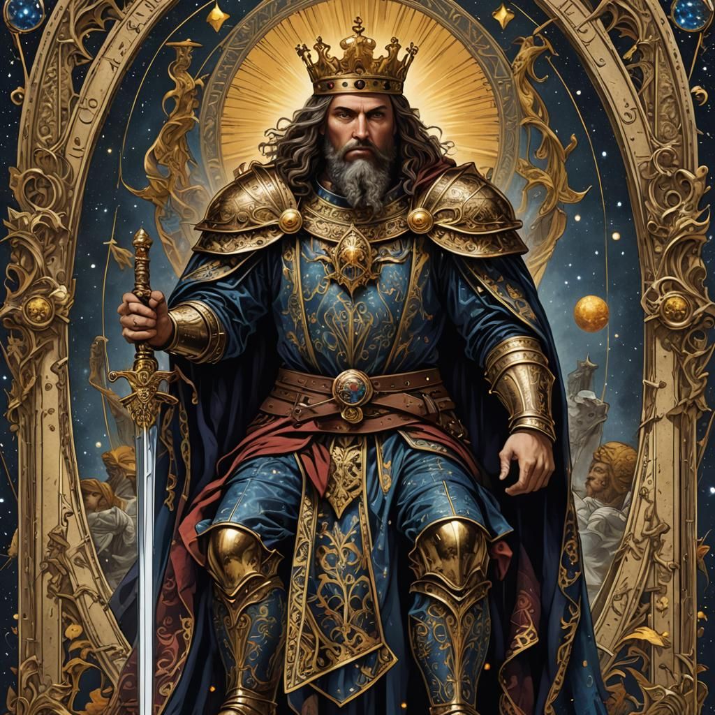 King of Swords Tarot Card in Renaissance Style