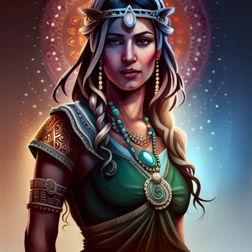 Desi Priestess Dancing Crying, Hyperdetailed Portrait