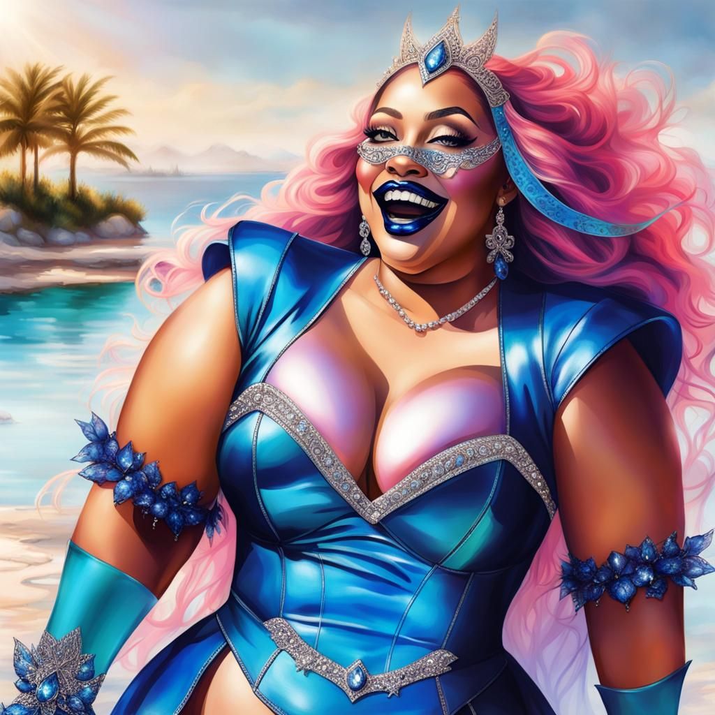 Joyful Witch with Masquerade Mask in Anime Style